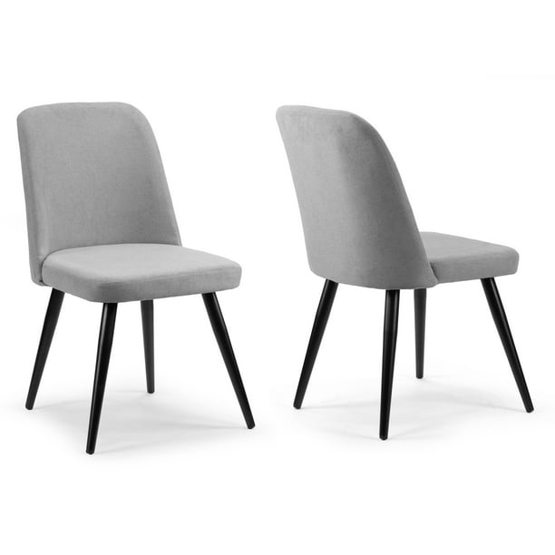 Set Of 2 Amira Grey Dining Chair With, Gray Upholstered Dining Chairs With Black Legs