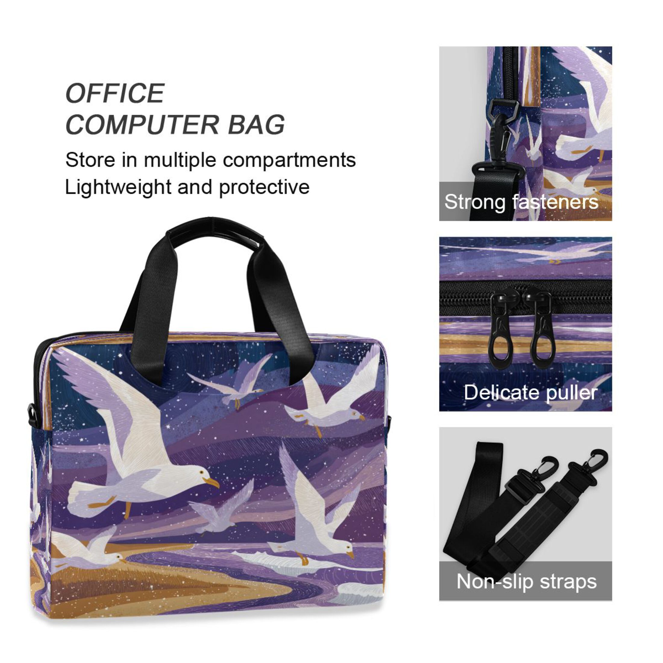 Laptop Bag Laptop Briefcase 15.7 x 3 x 11.8 Inches Laptop Bag Briefcases Laptop Storage Travel Laptop Bag Work Laptop Bag Beautiful Seagulls