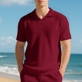 thumbnail image 2 of Waffle Polo Shirts for Men Summer Casual Short Sleeve Collared Relaxed Fit Plain Work Shirts Mens Tees, 2 of 9
