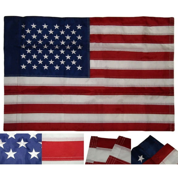 2x3 Ft American Flag Embroidered Nylon USA US Deluxe Stars POLE POCKET SLEEVE