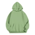 thumbnail image 3 of Oversized Hoodies with Pocket Women Cotton Plain Pullover Hooded Sweatshirts Sweater Long Sleeve Fleece Lined Tops (2XL, Green), 3 of 5