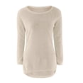 thumbnail image 4 of Otqutp Girls Solid Color Oversized Pullover Warm Soft Plush Fuzzy Sweatshirt Teen Kids Round Collar Spring Fall Outfits, 4 of 5