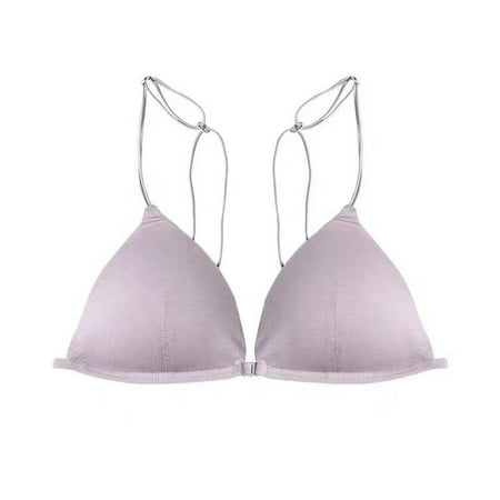 

fanshao Triangle Cup Front Buckle Spaghetti Strap Sexy Bra Seamless Push Up Thin Underwear for Daily Wear