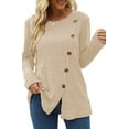 thumbnail image 3 of Fantaslook Blouses for Women Long Sleeve Crew Neck Tunic Tops Buttons Side Fall Shirts, 3 of 9
