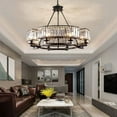 thumbnail image 4 of FINE MAKER Vintage Crystal Chandelier Black 8 Lights Hanging Ceiling Light Fixture E14 Base Home Decor, 4 of 12