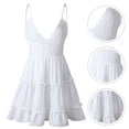 thumbnail image 2 of EeaseMX Vestido con cuello en V, elegante, para fiesta, decorativo, para playa, con falda sin tirantes, 2 of 7