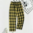 thumbnail image 4 of Havenx Pajama Pants Men Microfleece Plaid Pajamas Pants 2025 Big and Tall Sleeping Pants Elastic Waist Straight-Leg Lightweight Lounge Pants,Yellow 2XL, 4 of 6