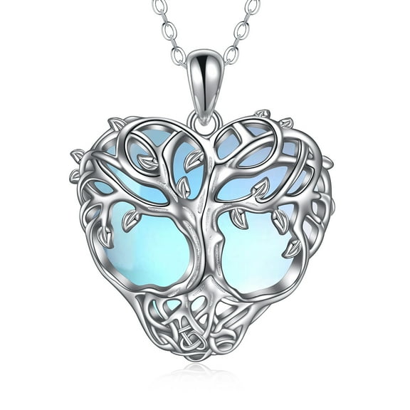 Tree of Life Necklace for Women Sterling Silver Moonstone Jewelry