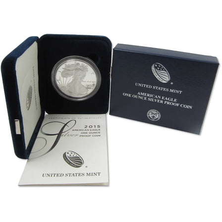 2015 W American Silver Eagle Choice Proof Bullion $1 Coin OGP COA