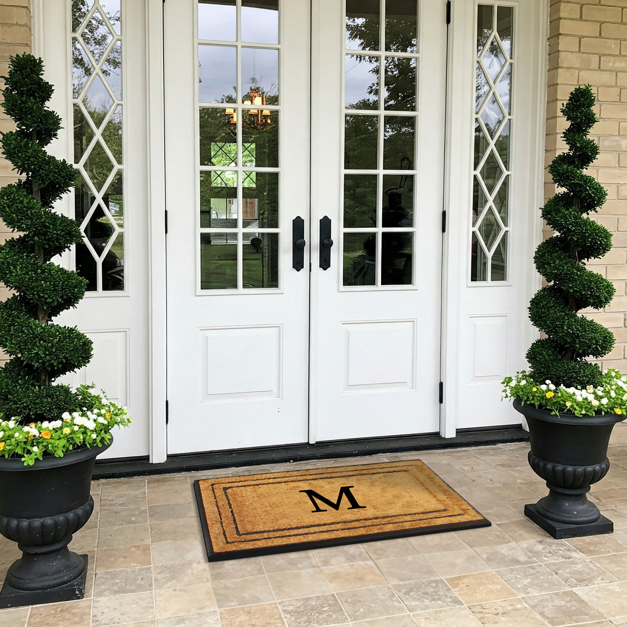 A1 Home Collections Natural Coir & Rubber Door Mat, Long-Lasting Entrance Doormats for Front Door, Thick & Non-Slip Durable Outdoor Entry Mat 24" x 39"
