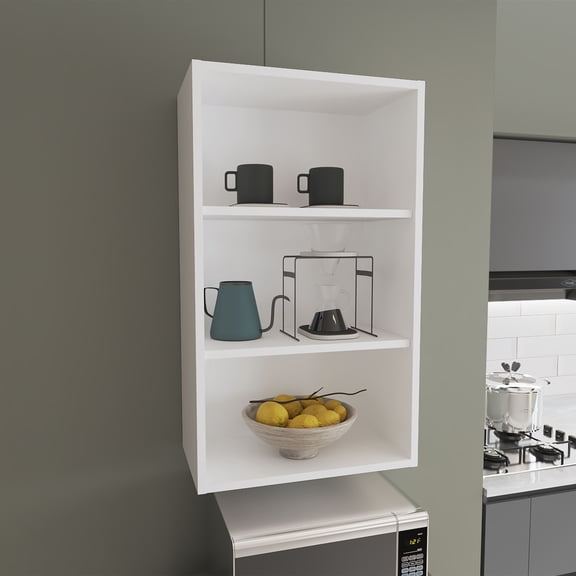 Living Room Cabinets Eco 36" High Open 3-Tier Wall Cabinet, Wall Shelf, Storage Cabinet, Cube Shelf Bedroom, Office, Living Room, Garage White,Wooden Cabinets