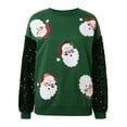 thumbnail image 4 of Fshinging Women's Fashion Hoodies & Sweatshirts Christmas Sequin Santa Claus Print Patchwork Long Sleeve Sweater Lightweight Outfit, 4 of 8