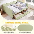 thumbnail image 3 of avobird Cozy Gingham Daybed with 2 Storage Drawers Queen Size Sofa Bed for Living Room, Sleeper Sofa with USB Port and Adorable Wave Shaped, Linen Fabric, Green, 3 of 8
