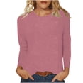 thumbnail image 1 of Blusa De Manga Larga De Color Liso Y Cuello Redondo Para Mujer, 100 Algodn, Talla Petite, Largo De Manga 68, 5 Cm (27 Pulgadas), Ideal Para Uso Diario Informal O Para La Oficina, Paquete, Ukhbmc, 1 of 9