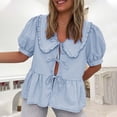 thumbnail image 3 of HomeGardon Summer Tops Tops for Women Beautiful and Gentle Style Solid Color Shirt Fashionable and Short Sleeved Temperament Women's Clothing,S-XL, 3 of 8