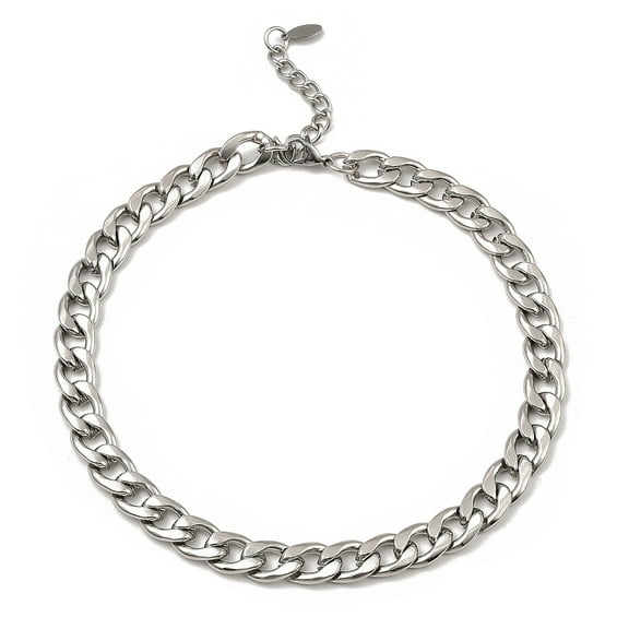 10 pc Non-Tarnish 304 Stainless Steel Cuban Link Chain Necklace Stainless Steel color 16~16-1/8 inch(40.5~41cm)