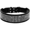 thumbnail image 2 of 1Pack Rhinestones Dog Collars-2" Wide Crystal Diamonds Studded PU Leather 5 Rows Sparkly Crystal Studded Collar for Medium and Large Dog, 2 of 6