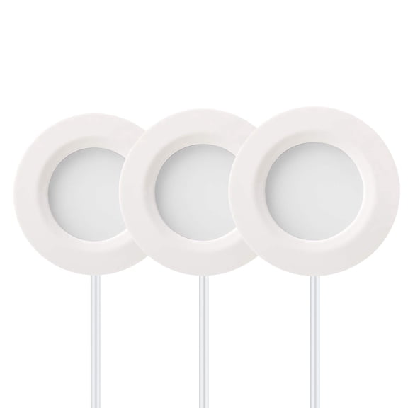 Inlight 2.75" Under Cabinet LED Puck Lights Kit, 3000K Warm White, Recessed, Surface Mount, ETL Listed, 3-Pack, IN-0102-3-WH