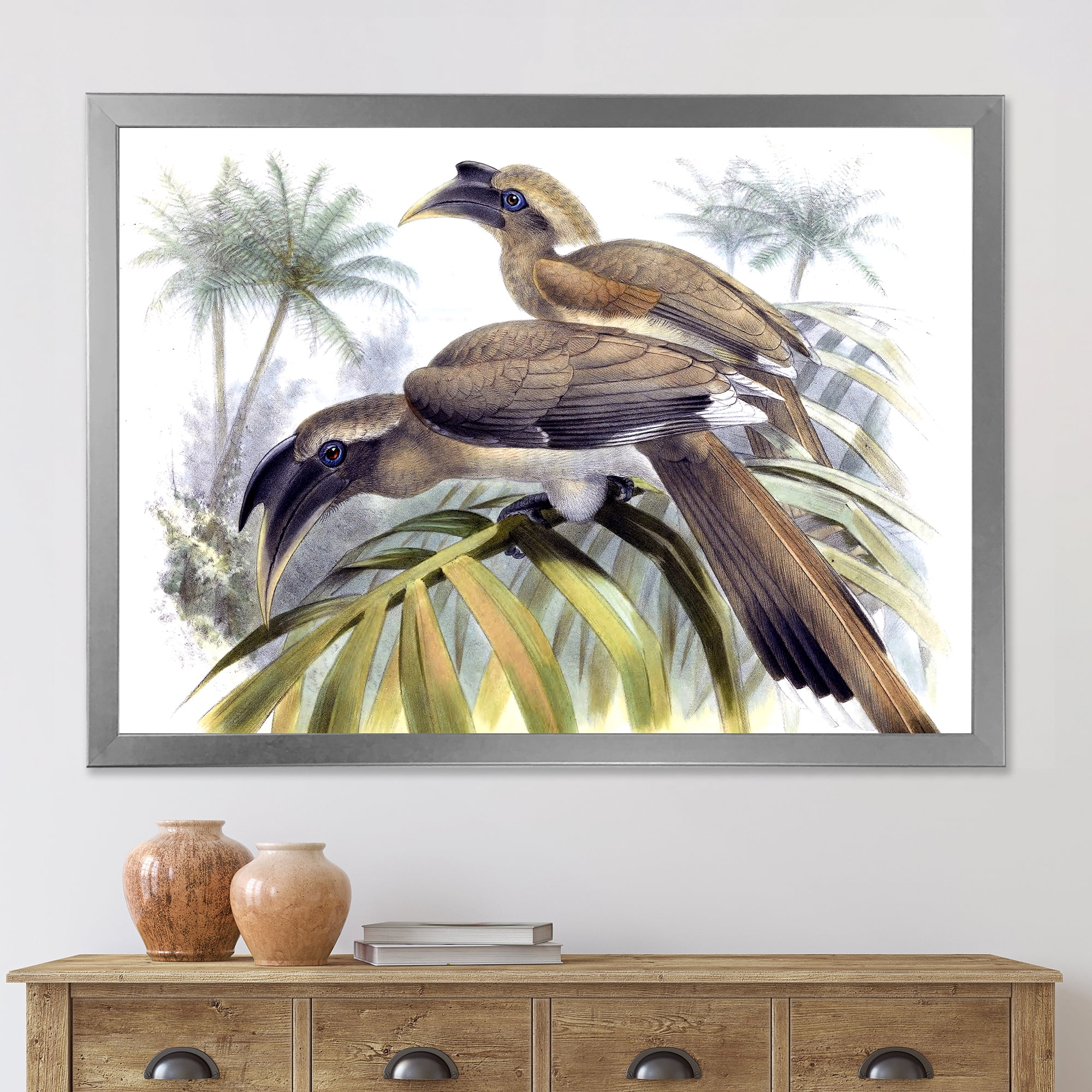 Designart 'Ancient Australian Birds XIV' Traditional Framed Art Print