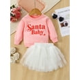 thumbnail image 2 of Toddler Baby Girl Christmas Clothes Set Santa Baby Sweatshirt Pullover + Tutu Mesh Tulle Skirt Set Infant Fall Winter Outfits, 2 of 9