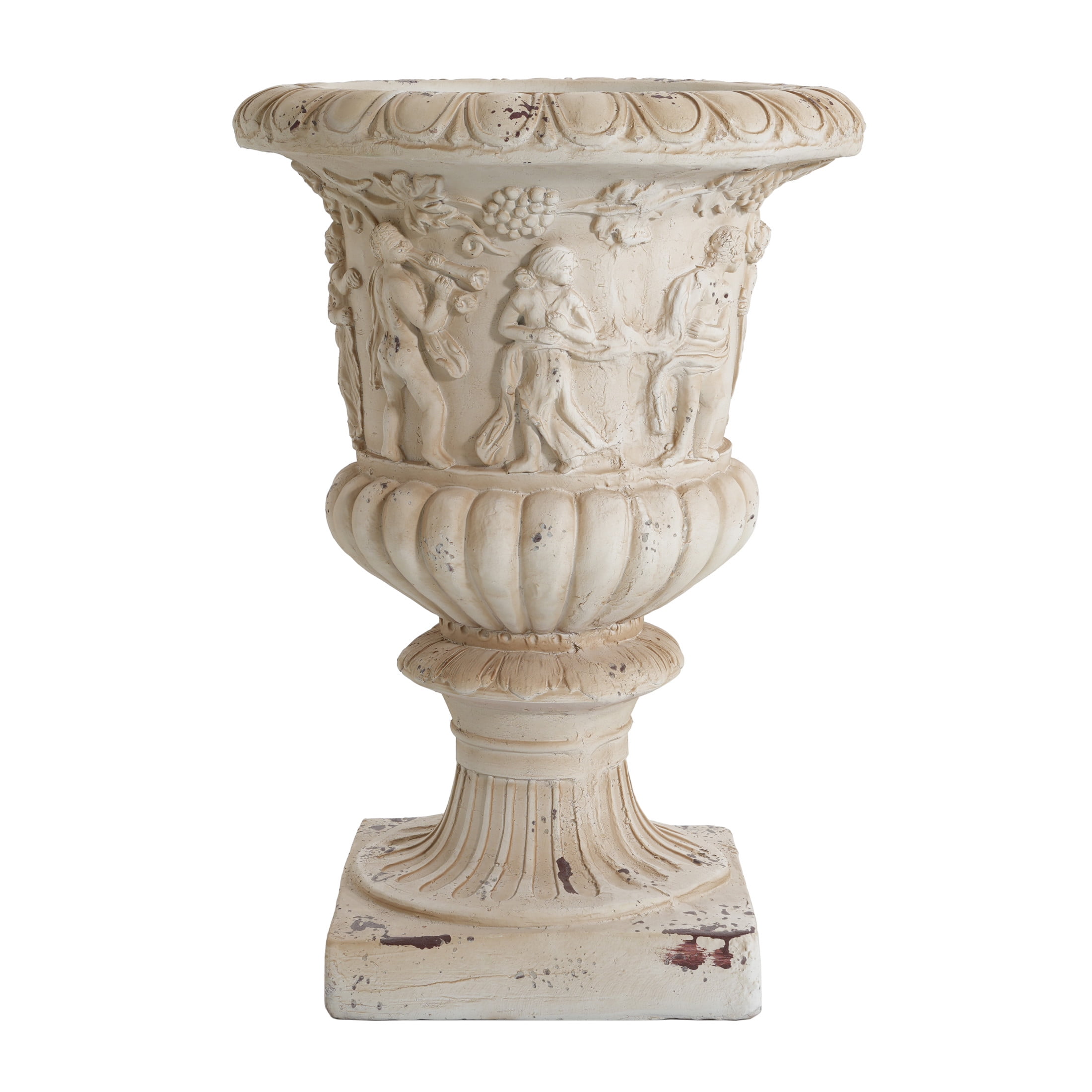 Christopher Knight Home 27" MGO Vintage Garden Urn Planter, Large Outdoor Decorative Pot, Antique White