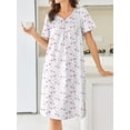thumbnail image 3 of Avidlove Cotton Nightgowns for Women with Pocekts Short Sleeve House Dress Floral Printed Night Gown Sleepwear Lounge Mumu Dress, 3 of 5