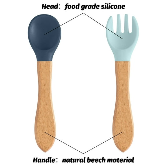 MALLMALL6 Silicone Forks and Spoon Set with Handles, 6Piece Mini Forks and Spoon