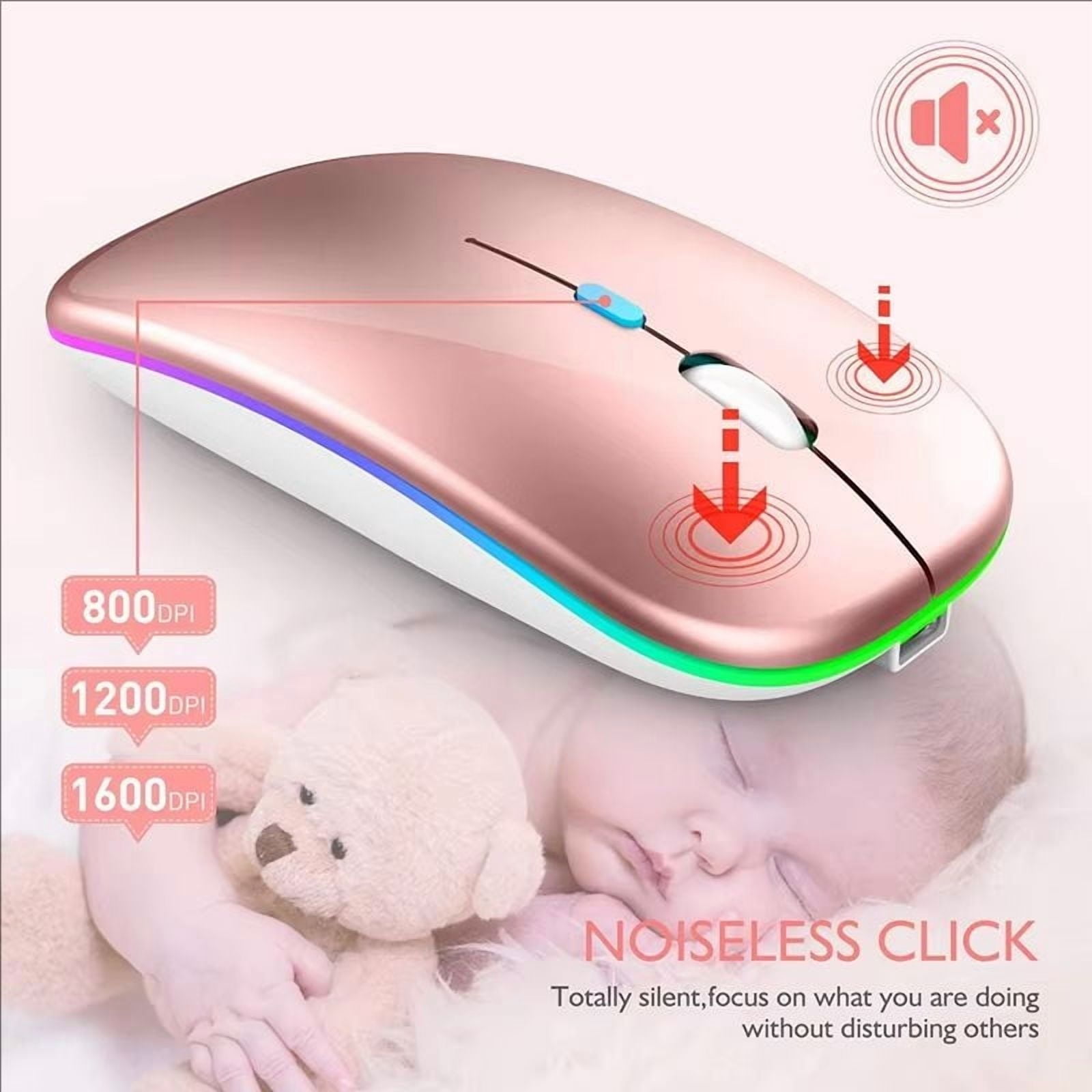 Rechargeable wireless mouse for macbook, bluetooth 5.1, 2.4Ghz, usb, rgb, 1600dpi, tablet, computer, laptop, pc