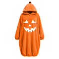 thumbnail image 4 of Ruyelune Yellow Halloween Pumpkin Onesie Adult Cozy Home Loungewear Plush Fleece Hooded One Piece Jumpsuit Pumpkin Pjs Pajamas S, 4 of 4