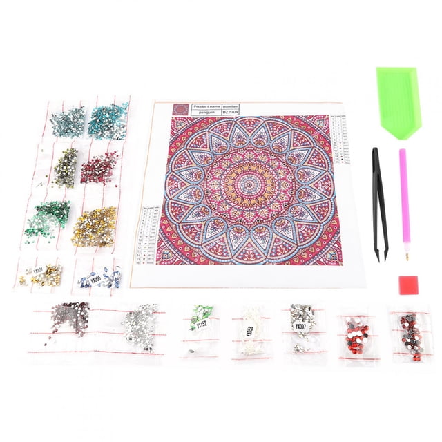 Kit de pintura de piedra de cristal DIY 5D de flores coloridas para bordado de pared del hogar