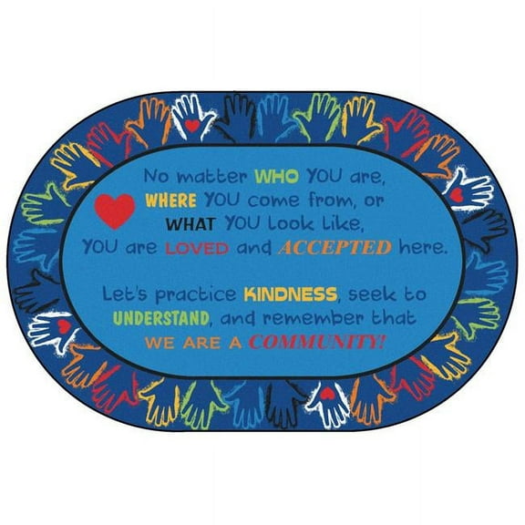 Carpets for Kids 3906 6 x 9 ft. Hands Together Community Rug, Oval