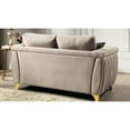 thumbnail image 3 of Contemporary Rolled Arm Loveseat in Beige Velvet / A Great Choice for Living Spaces, 3 of 3