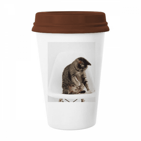 

Animal Funny Action Cat Shoot Mug Coffee Drinking Glass Pottery Cerac Cup Lid