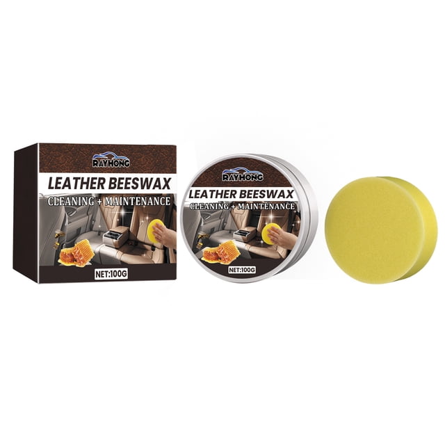 Cera para el cuidado del cuero del automóvil, cera para el mantenimiento del asiento del automóvil, acondicionador y limpiador de cuero totalmente natural, eliminación de manchas de cuero, limpieza il