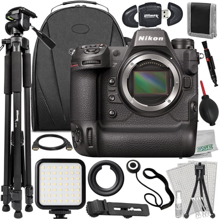 Ultimaxx Essential Nikon Z9 Camera Bundle (Body Only) - Includes: Water-Resistant Camera Backpack  Ultra-Bright LED Light Kit  Lightweight 60” Tripod & More (25pc Bundle)