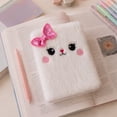 thumbnail image 6 of Lksixu Cartoon Plush Pocket Notebook, 4.3"x5.7" Cute Fuzzy Cat Design Notepads with Sequined Bow, 160 Pages Lined Journal Notebooks, Portable Small Memo Diary for Travel Office Writing Drawing, 6 of 6