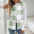 thumbnail image 3 of qolati Womens Fuzzy Fleece Vest Soft Flannel Plaid Sherpa Sleeveless Open Front Jacket Warm Casual Fall Winter Layering Outerwear with Pockets, Size S-2XL, 3 of 9