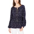 thumbnail image 1 of Blusa Campesina con cordones y cadena Michael Kors para mujer azul PS, 1 of 2