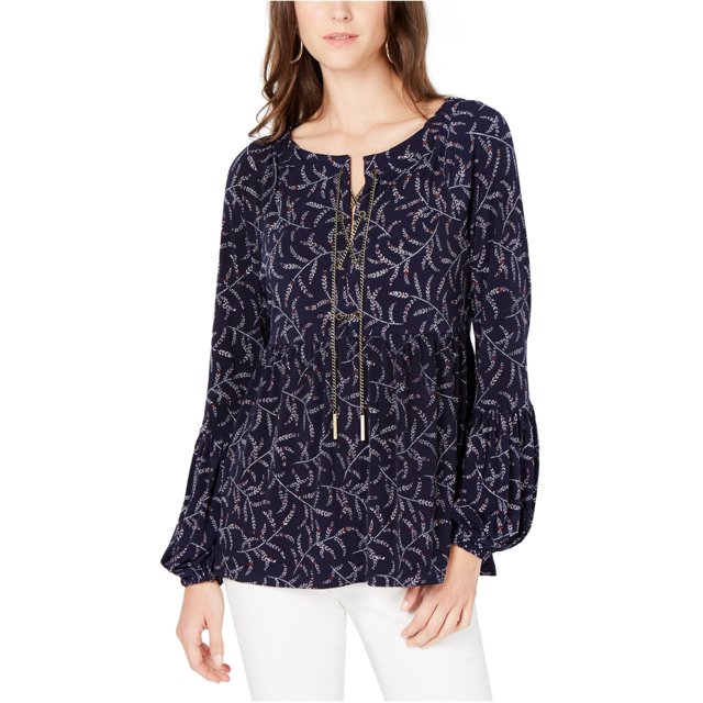 Blusa Campesina con cordones y cadena Michael Kors para mujer azul PS