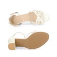 thumbnail image 4 of BLISSFUL STEP Women's Shoes Bow Tie Open Toe Ankle Strap High Block Heel Sandals White 8.5, 4 of 6