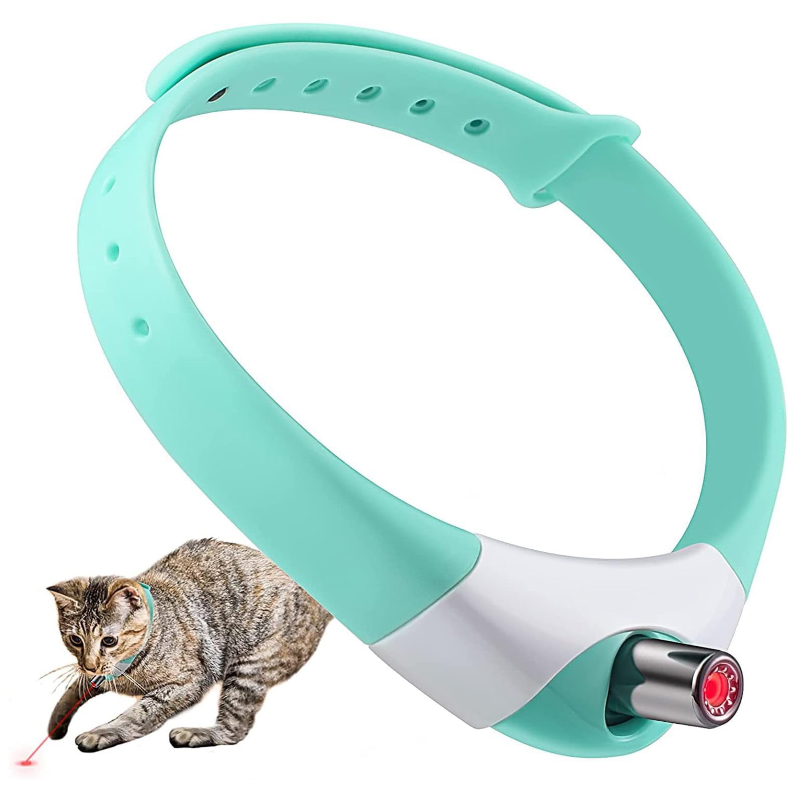 Automatic Cat Toys Laser Collar with Red Light,wearable Collar for Kitten Interactive Cat Toys for Bored Indoor Cats, Rechargeable Electric Laser Pointer Cat Toy, Green