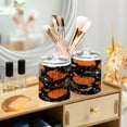 thumbnail image 5 of 2 Pack Bathroom Canisters Transparent Storage Jar for Cotton Ball, Swab, Floss Orange Pumpkins and Spider Webs, 5 of 6