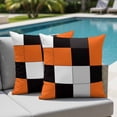 thumbnail image 4 of Set of 2 Orange Black Patchwork Pillow Covers 16x16 Inch, Abstract Geometric Art Decorative Throw Pillow Cases Cotton Cushion Covers for Sofa Couch Bed Living Room Bedroom Home Decor, 4 of 9