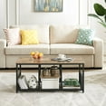thumbnail image 3 of VECELO 39.4" Rectangle Coffee Table with Storage Shelf, Industrial Entertainment Center Television Table for Living Room, Gray, 3 of 8
