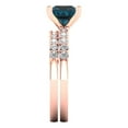 thumbnail image 3 of Clara Pucci 14K Rose Gold Princess Cut 2Ct Natural London Blue Topaz Engagement Ring + Matching Band - Luxury Box Included, 3 of 7
