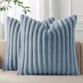 thumbnail image 1 of Chenchen Faux Fur Plush Throw Pillow Covers 16x16 Set of 2, Luxury Soft Fluffy Striped Decorative Pillow Covers for Sofa, Couch, Living Room, Blue Grey, 1 of 1