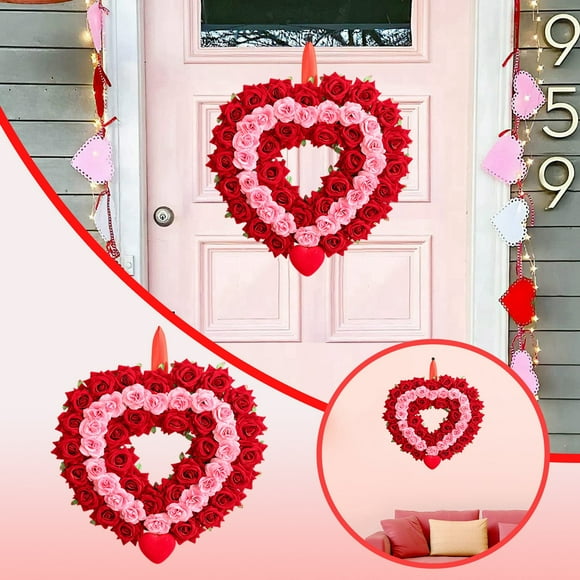 Festive Indoor Outdoor Rose Wreath for Valentine’s Day Creates A Atmosphere Enhancing Living Room Entryway Or Doorstep