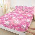 thumbnail image 3 of Manfei Cute Cartoon Snowflake Twin Sheet Sets,Merry Xmas Twin Fitted Sheet,Pink White Flat Sheet For Girl Kids,Luxury Bedroom Decor,3-Piece, 3 of 7