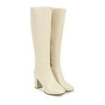 thumbnail image 2 of hopeusnice Women's Knee High Boots Faux Leather Block Heel Pointed Toe Boots Winter Boots Mid Calf Boots Dress Boots Beige 38, 2 of 4