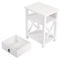 paproos Nightstand Set of 2, White End Table Set, Industrial Side Table